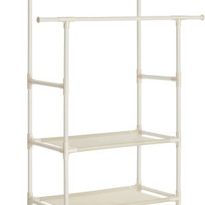 Kledingrek met dubbele stang en 2 planken – Metaal, 70 kg draagvermogen