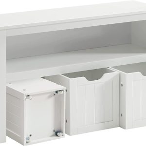 Kinderplank, Speelgoedopberger Voor Kinderen, Opbergkast, Speelgoedkast, Opbergbox Met Wieltjes, Speelgoedplank, Voor Kinderkamer, 102 X 30 X 60 Cm, Wit