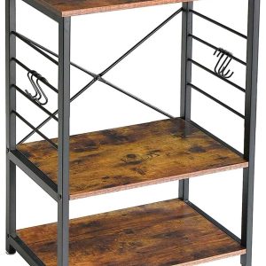 keukenplank op wielen serveerwagen met 3 planken en 6 haken