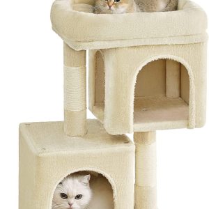 Krabpaal Voor Kittens Tot 3Kg – Klein 67Cm – Groot Platform – Sisalpalen – Beige Kattenhuis