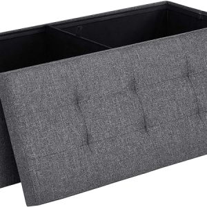 43 inch vouwopslag Ottomaanse bank, opbergkist, voetbestoel, slaapkamerbank met opslag, bevat maximaal 660 lb, donkergrijze