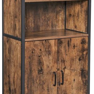 Boekenkast, Kantoorkast, Keukenkast Met 2 Open Planken, Verstelbare Planken, Multifunctioneel, Ä°ndustrieel Design, Vintage Bruin-Zwart