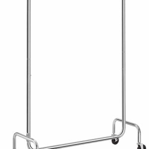 Heavy-Duty Metalen Kledingrek Max. Draagvermogen 130 Kg, Garderobe Op Wielen, Verchroomd