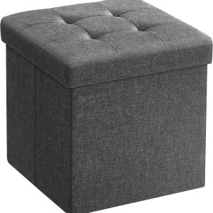 Donkergrijs Opvouwbare Zitkruk Met Opbergruimte – Perfect Voor Woonkamer En Slaapkamer