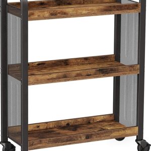 Keukentrolley – Sterk Metalen Frame – Verstelbare Poten – Donkerbruin