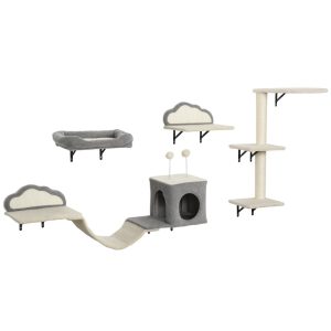 Krabpaalset – Wandgemonteerd – Sisalkrabvlakken – Geschikt voor 1-3 katten – Beige