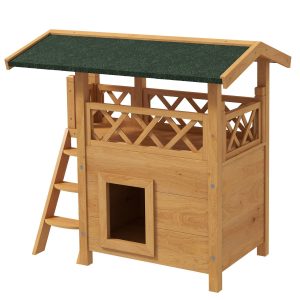 Kattenhuis – Massief Hout – Verdiepingen – Bruin