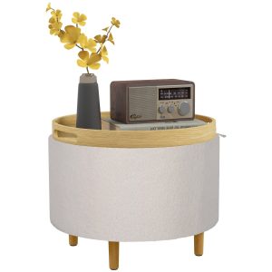 Poef – Opbergruimte – Inklapbaar – Wit