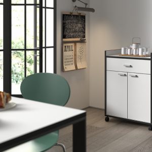 Keukentrolley ‘Gina’ Wit/grijs, , spaanderplaat en decor