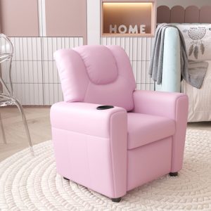 Mini-Relax, Fauteuil ‘Rene’ manueel verstelbaar PU Roze, Structuur metaal, bekleding PU
