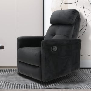 Relax, Fauteuil ‘Wuhan’ manueel verstelbaar Elephant Zwart, Poten metaal en bekleding PU – Max. 110 kg