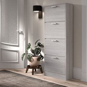 Schoenenkast ‘Carini’ 4 laden Grijze eik, Spaanderplaat en decor