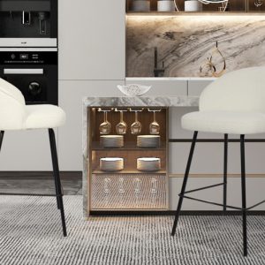 Barstoel ‘June’ Wit, Poten metaal en bekleding