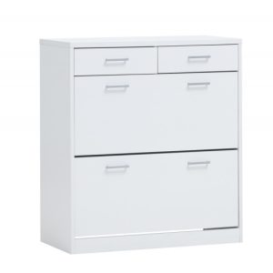 Schoenenkast ‘Spacio’ 2 laden Wit, , Spaanderplaat, ABS boorden en decor