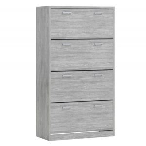 Schoenenkast ‘Spacio’ 4 laden Grijze eik, , Spaanderplaat, ABS boorden en decor