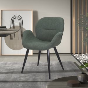 Eetkamerstoel ‘Maxim’ Stof Groen, Poten metaal en bekleding 100% polyester