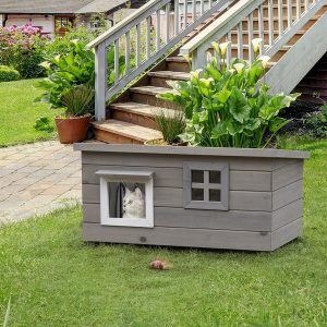 Kattenhuis – Winterproof – Asfaltdak – Grijs/Zwart