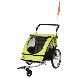 Kinderkar – 2-in-1 multifunctioneel – Staal – Groen/Zwart