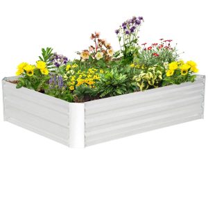 Bloembak – Robuuste Tuinbak – Verzinkt Staal – Hoogte 30cm – Zilver